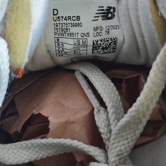 New Balance Mens 574 Sneakers Size 8 Orange Coral Suede Mesh Running Shoes - Picture 11 of 13